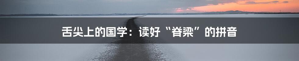 舌尖上的国学:读好“脊梁”的拼音