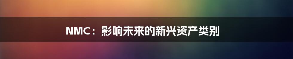 NMC：影响未来的新兴资产类别