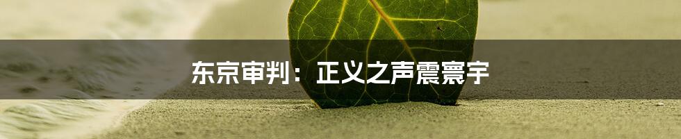 东京审判：正义之声震寰宇