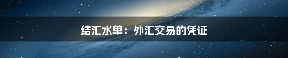 结汇水单:外汇交易的凭证