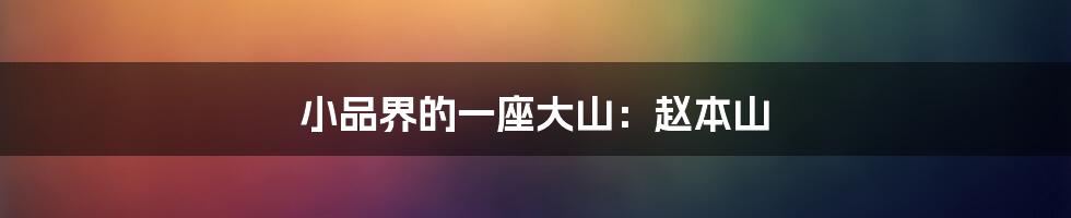 小品界的一座大山:赵本山