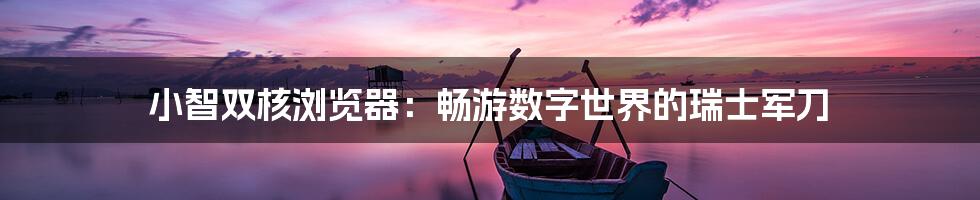 小智双核浏览器:畅游数字世界的瑞士军刀