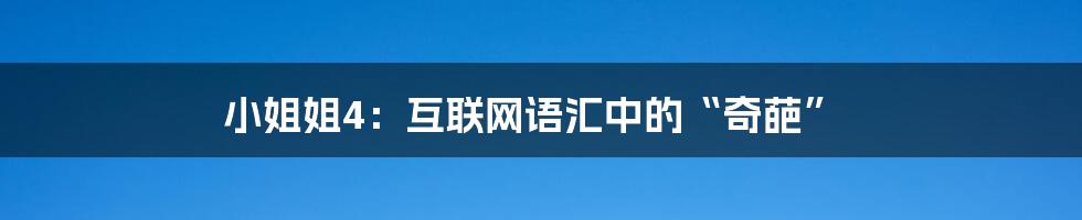 小姐姐4:互联网语汇中的“奇葩”