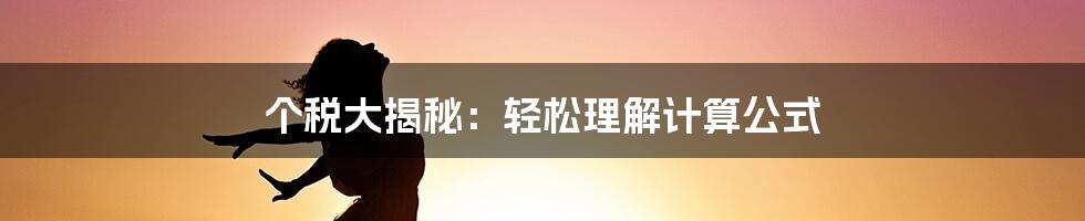 个税大揭秘：轻松理解计算公式