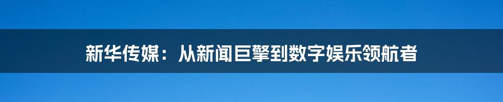 新华传媒：从新闻巨擎到数字娱乐领航者