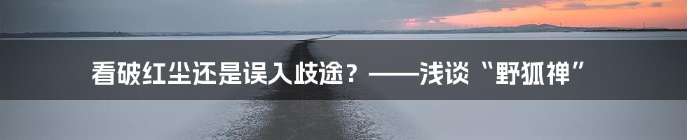 看破红尘还是误入歧途?——浅谈“野狐禅”