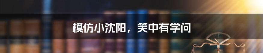 模仿小沈阳,笑中有学问