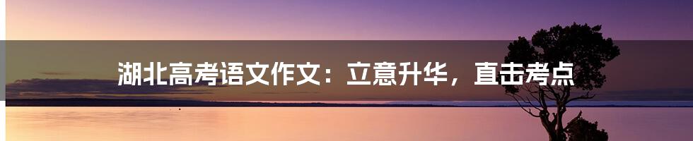 湖北高考语文作文：立意升华，直击考点