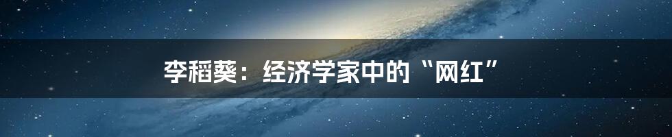 李稻葵：经济学家中的“网红”