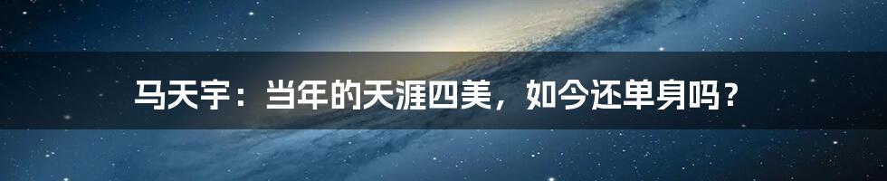 马天宇:当年的天涯四美,如今还单身吗?