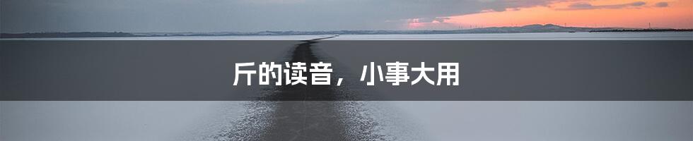 斤的读音，小事大用