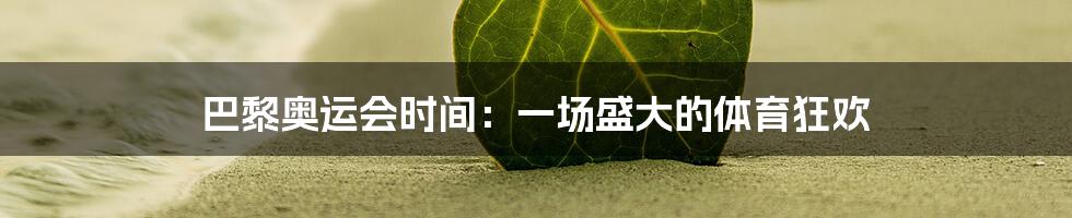 巴黎奥运会时间:一场盛大的体育狂欢