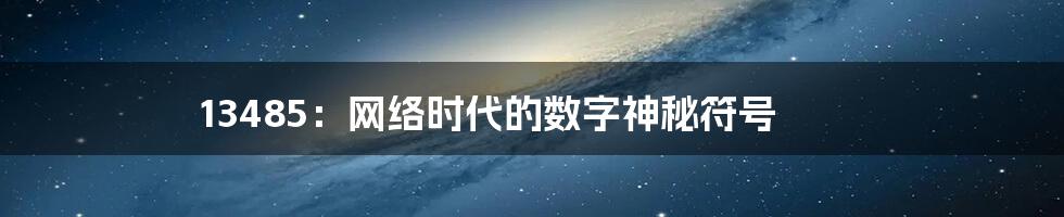 13485：网络时代的数字神秘符号