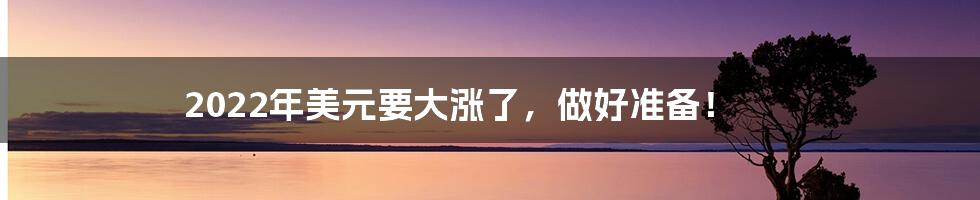 2022年美元要大涨了,做好准备!
