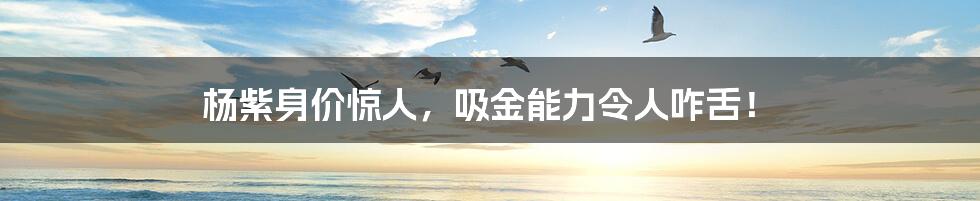 杨紫身价惊人，吸金能力令人咋舌！