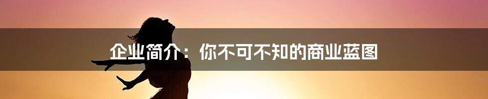 企业简介：你不可不知的商业蓝图