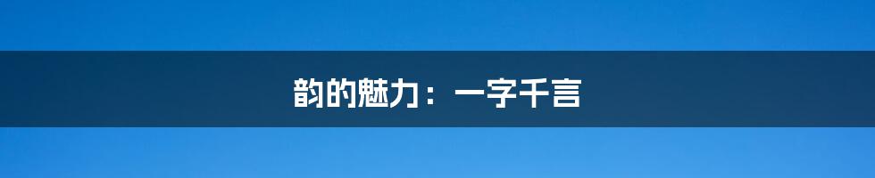 韵的魅力：一字千言