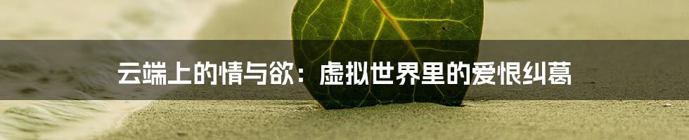 云端上的情与欲:虚拟世界里的爱恨纠葛