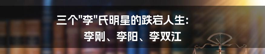 三个"李"氏明星的跌宕人生: 李刚、李阳、李双江