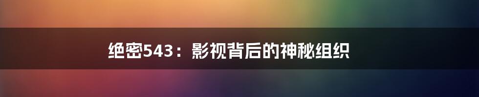 绝密543：影视背后的神秘组织