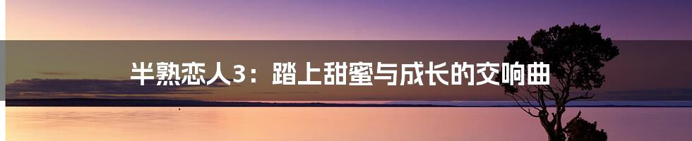 半熟恋人3:踏上甜蜜与成长的交响曲