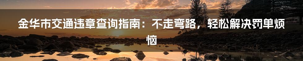 金华市交通违章查询指南:不走弯路,轻松解决罚单烦恼