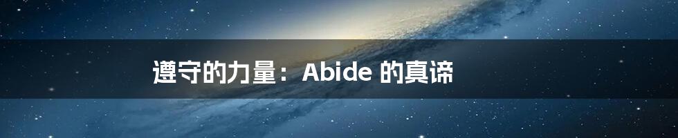 遵守的力量:Abide 的真谛
