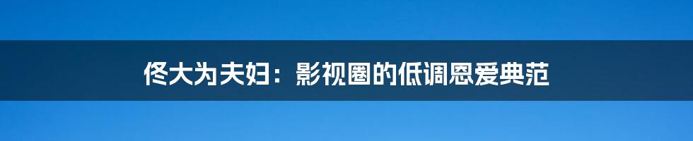 佟大为夫妇：影视圈的低调恩爱典范