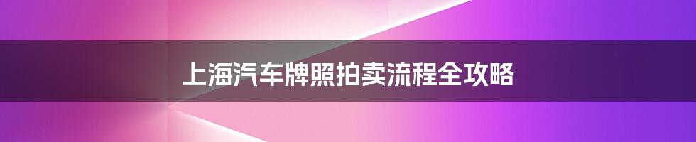 上海汽车牌照拍卖流程全攻略