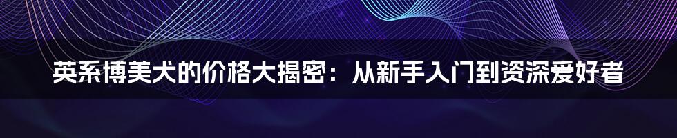 英系博美犬的价格大揭密：从新手入门到资深爱好者