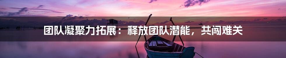 团队凝聚力拓展：释放团队潜能，共闯难关