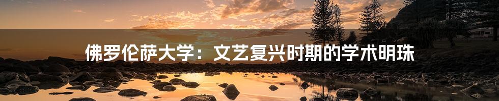 佛罗伦萨大学:文艺复兴时期的学术明珠