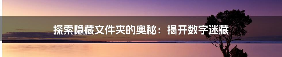 探索隐藏文件夹的奥秘：揭开数字迷藏