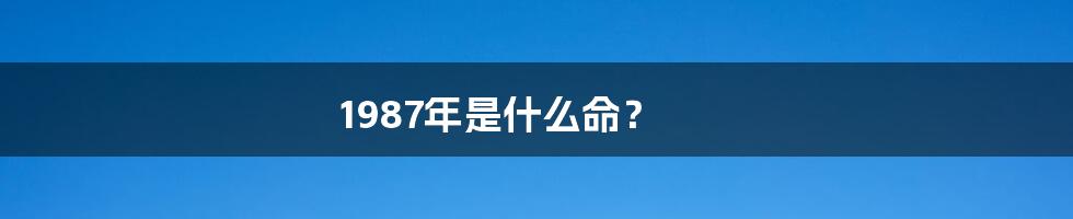 1987年是什么命?