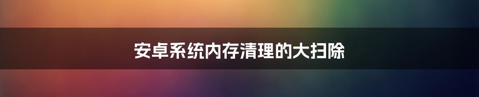 安卓系统内存清理的大扫除