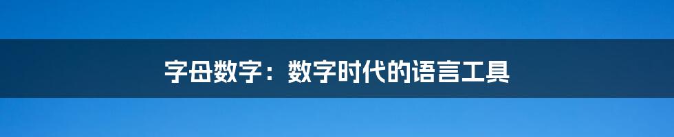 字母数字：数字时代的语言工具