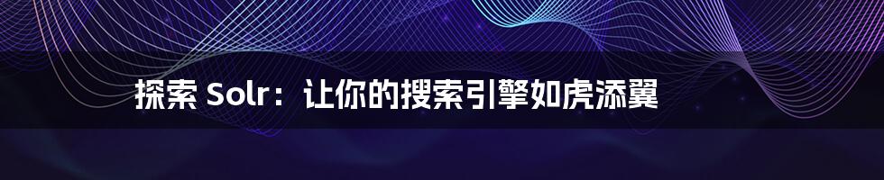 探索 Solr:让你的搜索引擎如虎添翼