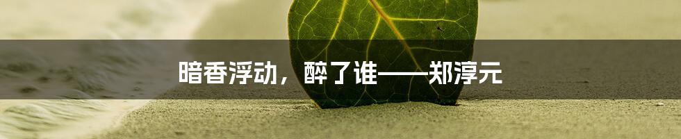 暗香浮动，醉了谁——郑淳元
