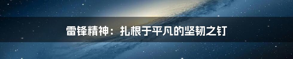 雷锋精神：扎根于平凡的坚韧之钉