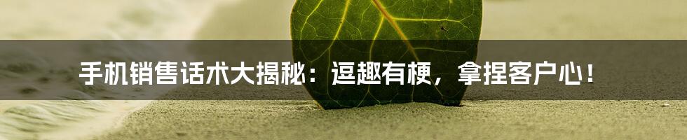 手机销售话术大揭秘：逗趣有梗，拿捏客户心！