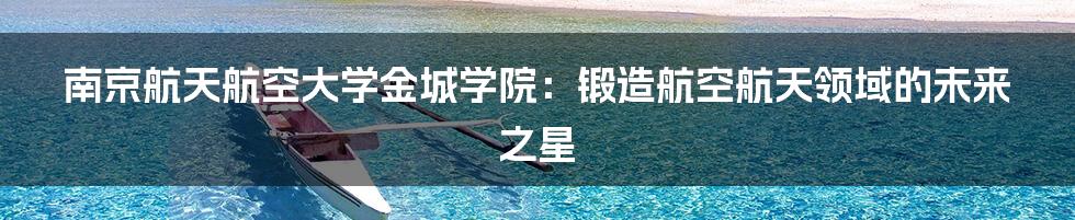 南京航天航空大学金城学院：锻造航空航天领域的未来之星