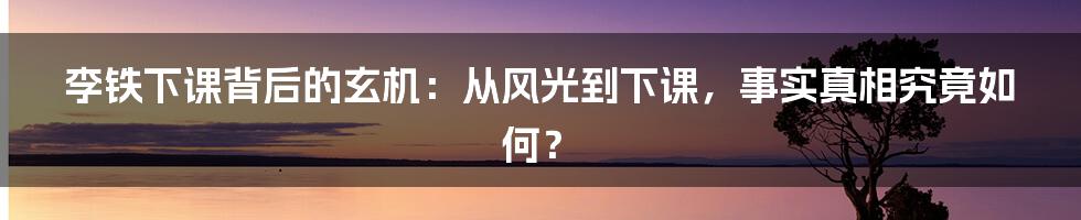 李铁下课背后的玄机:从风光到下课,事实真相究竟如何?