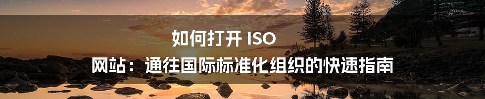 如何打开 ISO 网站：通往国际标准化组织的快速指南