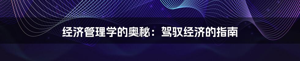 经济管理学的奥秘:驾驭经济的指南