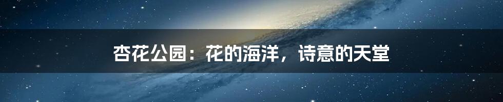 杏花公园：花的海洋，诗意的天堂