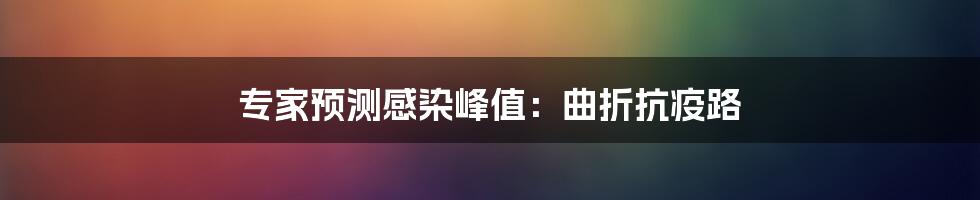 专家预测感染峰值：曲折抗疫路