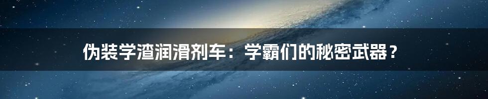 伪装学渣润滑剂车:学霸们的秘密武器?