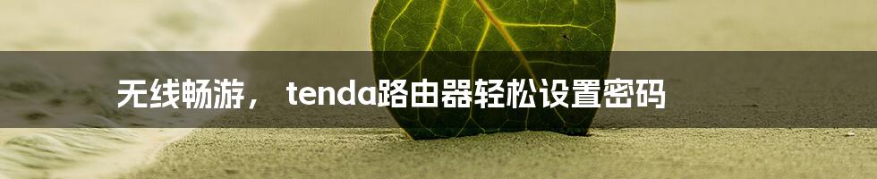 无线畅游， tenda路由器轻松设置密码