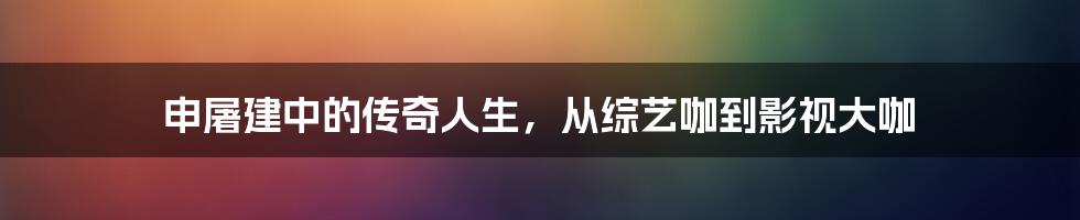 申屠建中的传奇人生,从综艺咖到影视大咖