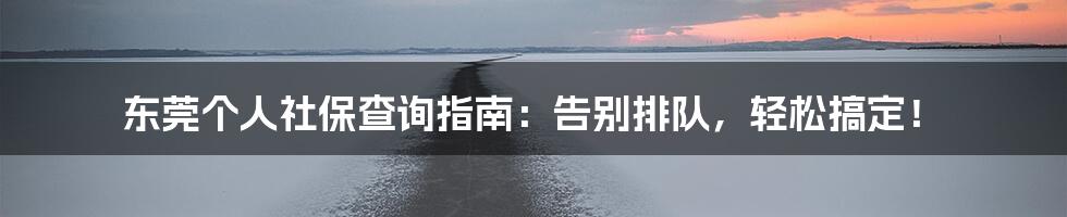 东莞个人社保查询指南:告别排队,轻松搞定!